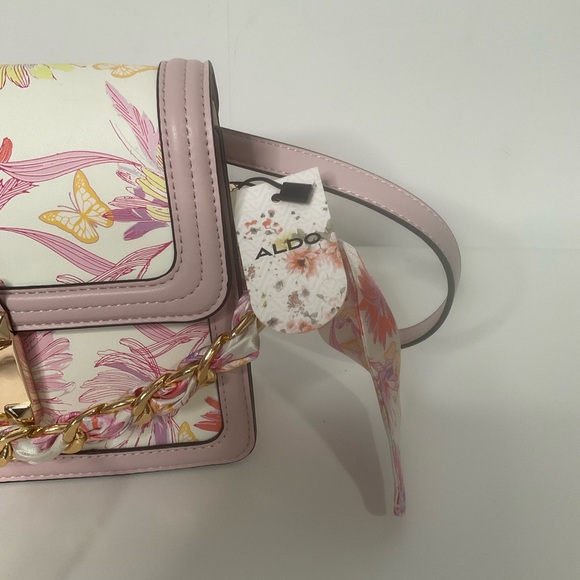 Aldo Butterfly & Floral Pink White Women's Shoulder Bag - Picture 7 of 16